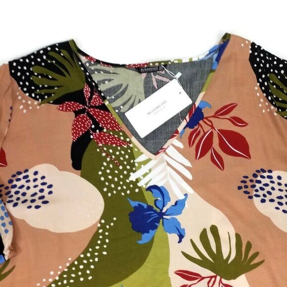 Bloomchic V-Neck Half Balloon Sleeve Blouse Womens Multicolor Floral 30/6X - Picture 4 of 13